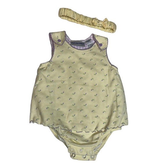 First Impressions Other - First Impressions Yellow And Purple Headband And Onesie Set